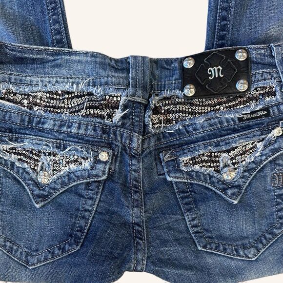 Miss Me Bootcut Jeans Women’s 28 JP6050B2 Low Rise Bling Sequin Pocket Denim - Picture 3 of 6